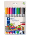 Staedtler Noris 320 Pack de 12 Rotuladores - Doble Punta de Fibra - Trazos 1 y 3mm - Tapa Ventilada - Colores surtidos