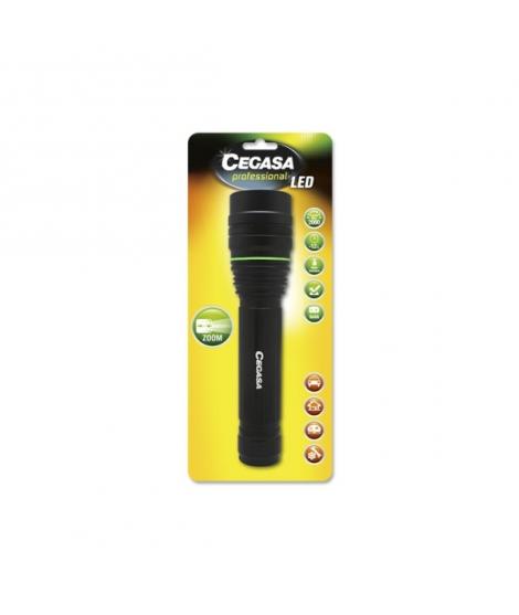 Cegasa Profesional Linterna LED 2000lm - Medidas 24 x 5.5cm - Fabricada en Aluminio - 3 Posiciones - Funciona con 9 Pilas AA (No