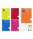 Golden Extra Pack de 5 Cuadernos Folio 80 Hojas 90gr Cuadricula - Margen Remarcado - Tapa Polipropileno Translucido - Colores Su
