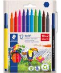 Staedtler Noris 326 Pack de 12 Rotulador de Punta Fina - Trazo 1mm - Tina Base de Agua - Tapa Ventilada - Colores surtidos