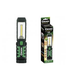 Cegasa Profesional Linterna Magnetica LED - COB Lateral, LED Superior y Luz de Emergencia - Gancho Ajustable 360º - Funciona con
