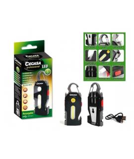 Cegasa Profesional Linterna Supervivencia COB+1 LED hasta 400lm - Autonomia hasta 1.5h - Bateria 300mAh USB-C - Color Negro