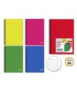 Golden Basic Pack de 5 Cuadernos A4 80 Hojas 90gr Cuadricula 4x4 - Ideal para Estudiantes - Tapa Polipropileno - Colores Surtido