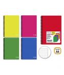 Golden Basic Pack de 5 Cuadernos A4 80 Hojas 90gr Cuadricula 4x4 - Ideal para Estudiantes - Tapa Polipropileno - Colores Surtido