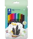 Staedtler Triplus Fineliner 334 Pack de 10 Rotuladores de Punta Fina en Envase de Carton - Trazo de 0.3mm Aprox - Diseño Ergonom