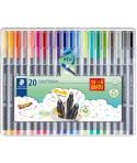 Staedtler Triplus Fineliner 334 Pack de 20 Rotuladores de Punta Fina - Trazo 0.3 mm Aprox - Tinta Base de Agua - 97% de Plastico