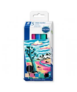 Staedtler Lumocolor 349 Pack de 5 Marcadores de Pintura - Trazo 2.4 mm Aprox - Colores Surtidos