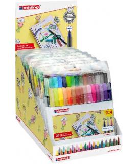 Edding 1200 Expositor con 10 Packs de 30 Rotuladores - Punta Redonda - Tinta con Base de Agua - Colores Clasicos, Neon y Pastel 