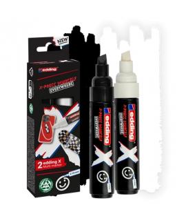 Edding X 6900 Pack de 2 Rotuladores Multisuperficie Permanentes de Tinta Opaca - Punta Biselada con Trazo 2-10mm - Color Blanco 