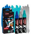 Edding X 6900 Oceano Pack de 3 Rotuladores Multisuperficie Permanentes de Tinta Opaca - Punta Biselada con Trazo 2-10mm - Color 