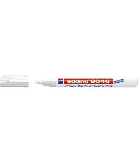 Edding 8046 Rotulador Permanente Industrial - Punta Redonda 1-3mm - Tinta Opaca - Resistente al Desgaste, Roce y Luz - Color Bla