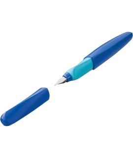 Pelikan Twist Pluma Estilografica Escolar Recargable - Plumilla de Acero Inoxidable Punto M - Cuerpo Color Azul (814737)