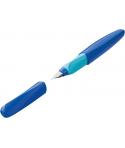 Pelikan Twist Pluma Estilografica Escolar Recargable - Plumilla de Acero Inoxidable Punto M - Cuerpo Color Azul (814737)