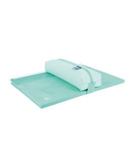 Oxford Live & Go Estuche Rectangular Mediano - Material Acolchado - Goma Elastica para unirlo al Cuaderno - Color Azul