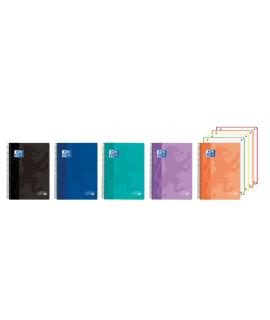 Oxford Europeanbook 4 Cuaderno A5+ Cuadriculado 5x5mm 120 Hojas 90gr - Tapa Superresistente - 4 Bandas de Color - Colores Vivos 