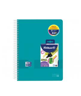 Oxford Europeanbook 8 Live & Go Pack de Cuaderno Espiral A4+ 160 Hojas Cuadricula 5x5 + 4 Marcadores Texmarker 490 Pelikan - 8 B