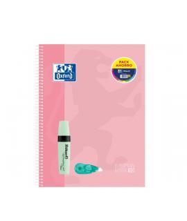 Oxford Europeanbook 10 Touch Cuaderno A4+ Cuadriculado 5x5mm 150 Hojas + Marcador Texmarker 490 Pastel Pelikan + Corrector Fancy