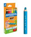 Bic Kids Multisuperficie Pack de 6 Lapices de Colores + Sacapuntas - Cuerpo Triangular - Minas Borrables en Superficies No Poros