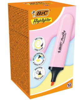 Bic Marking Highlighter Flat Marcador Fluorescente - Punta Biselada - Trazo entre 1.20 y 4.60 mm - Tinta con Base de Agua - Colo
