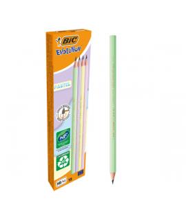 Bic Evolution Pastel Lapiz de Grafito Hexagonal - Mina HB Ultrarresistente - Sin Madera - No se Astilla - Colores Pastel