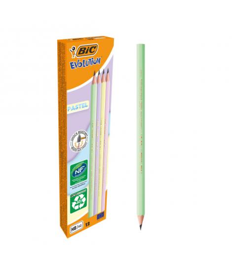 Bic Evolution Pastel Lapiz de Grafito Hexagonal - Mina HB Ultrarresistente - Sin Madera - No se Astilla - Colores Pastel