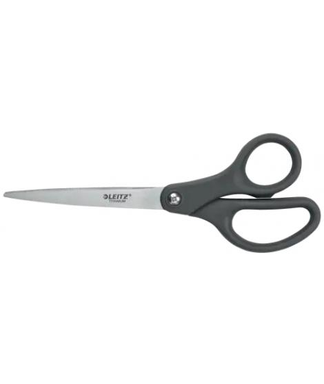 Leitz Tijeras de Acero Inoxidable 18cm - Revestimiento de Titanio - Agarre Ergonomico - Color Gris