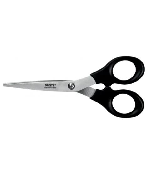 Leitz Tijeras de Acero Inoxidable 16.5cm - Ideales para Casa, Colegio, Oficina - Color Negro