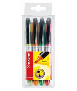 Stabilo Navigator Pack de 4 Marcadores Fluorescentes - Zona de Agarre - Diseño Delgado - Practico Clip para Llevar - Trazo entre