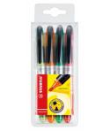 Stabilo Navigator Pack de 4 Marcadores Fluorescentes - Zona de Agarre - Diseño Delgado - Practico Clip para Llevar - Trazo entre