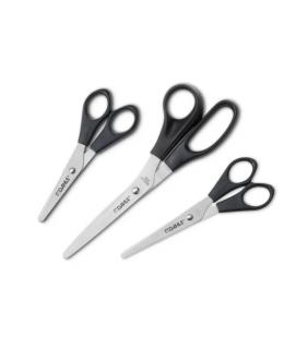 Dahle Home Pack de 3 Tijeras de Acero Inoxidable 13, 15 y 20cm - Hojas Afiladas - Mangos en Plastico ABS - Color Negro