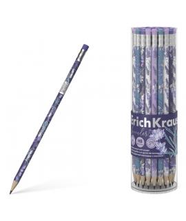 Erichkrause Lavanda Lapiz de Grafito Triangular HB - Goma de Borrar - 4 Diseños Surtidos