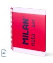 Milan Nata 624 Cuaderno Espiral Formato A4 Liso - 80 Hojas de 95 gr/m2 - Microperforado, 4 Taladros - Color Rosa