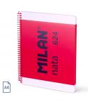 Milan Nata 624 Cuaderno Espiral Formato A4 Liso - 80 Hojas de 95 gr/m2 - Microperforado, 4 Taladros - Color Rosa