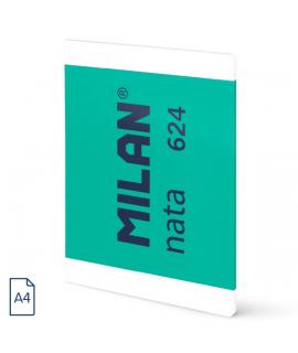 Milan Nata 624 Libreta Encolada Formato A4 Liso - 48 Hojas de 95 gr/m2 - Microperforado - Color Verde
