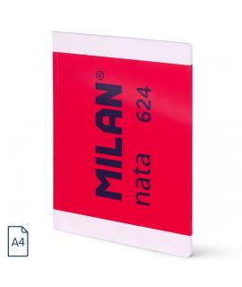 Milan Nata 624 Libreta Encolada Formato A4 Liso - 48 Hojas de 95 gr/m2 - Microperforado - Color Rosa