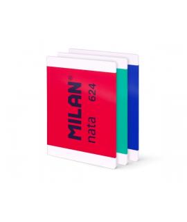 Milan Nata 624 Pack de 3 Libretas Encoladas Formato A4 Liso - 48 Hojas de 95 gr/m2 - Microperforado - Colores Surtidos