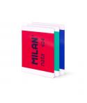 Milan Nata 624 Pack de 3 Libretas Encoladas Formato A4 Liso - 48 Hojas de 95 gr/m2 - Microperforado - Colores Surtidos