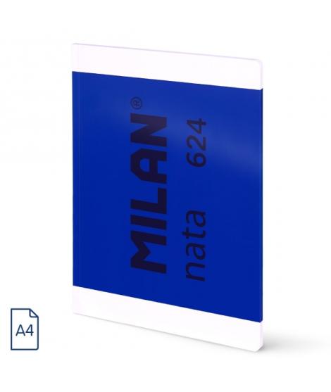 Milan Nata 624 Libreta Encolada Formato A4 Cuadricula 5x5mm - 48 Hojas de 95 gr/m2 - Microperforado - Color Azul