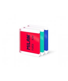 Milan Nata 624 Pack de 3 Cuadernos Espiral Formato A5 Lisos - 80 Hojas de 95 gr/m2 - Microperforado, 4 Taladros - Colores Surtid
