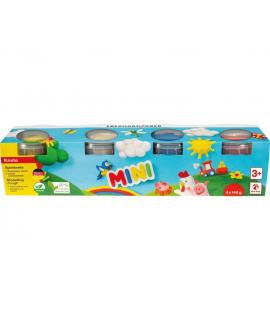 Eberhard Faber Mini Kids Pack con 4 Botes 140gr de Pasta de Modelar - 97% Ingredientes Naturales - Colores Blanco, Amarillo, Roj
