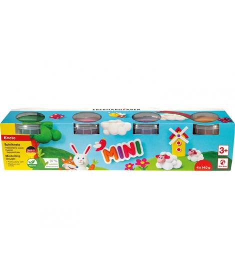 Eberhard Faber Mini Kids Pack con 4 Botes 140gr de Pasta de Modelar - 97% Ingredientes Naturales - Colores Naranja, Morado, Rosa