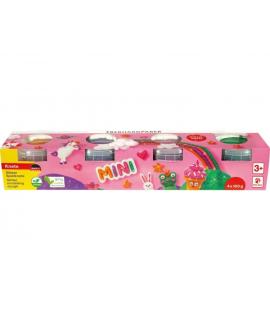 Eberhard Faber Mini Kids Pack con 4 Botes 100gr de Pasta de Modelar - 97% Ingredientes Naturales - Colores Brillantes Naranja, M