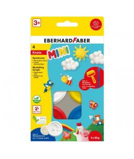 Eberhard Faber Mini Kids Pack con 4 Botes 50gr de Pasta de Modelar + 2 Herramientas - 90% Ingredientes Naturales - Facil de Lava