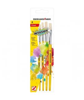 Eberhard Faber Winner Pack con 4 Pinceles de Pelo Cerda Tamaños 6, 8, 10, 12 - Virola de Aluminio