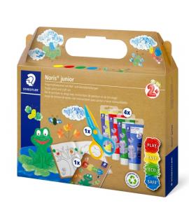 Staedtler Noris Junior Conjunto de Actividades Pack de 4 Tubos de Pintura Deos 75ml + Tijera + Folleto de Actividades - Colores 