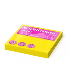 ErichKrause Bloc de 100 Notas Adhesivas 75x75mm - Removibles - Color Amarillo Neon