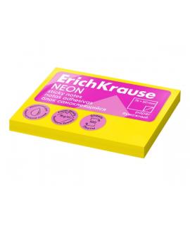 ErichKrause Bloc de 100 Notas Adhesivas 50x75mm - Removibles - Color Amarillo Neon