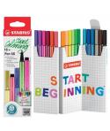 Stabilo Pen 68 Pack de 18 Rotuladores de Punta de Fibra - Trazo de 1mm aprox. - Tinta con Base de Agua - Colores Surtidos