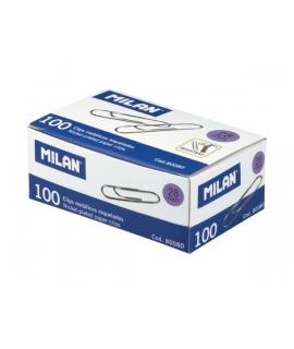 Milan Caja de 100 Clips Labiados Niquelados 28mm