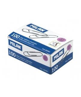 Milan Caja de 100 Clips Labiados Niquelados 33mm